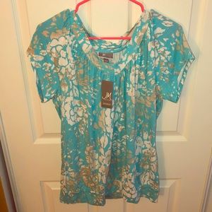 JM Collection multi colored flower top